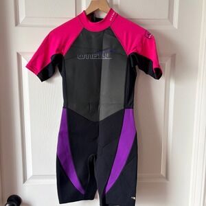 ONeill Womens Short Sleeve Springsuit Wetsuit Black Pink Purple Size 14